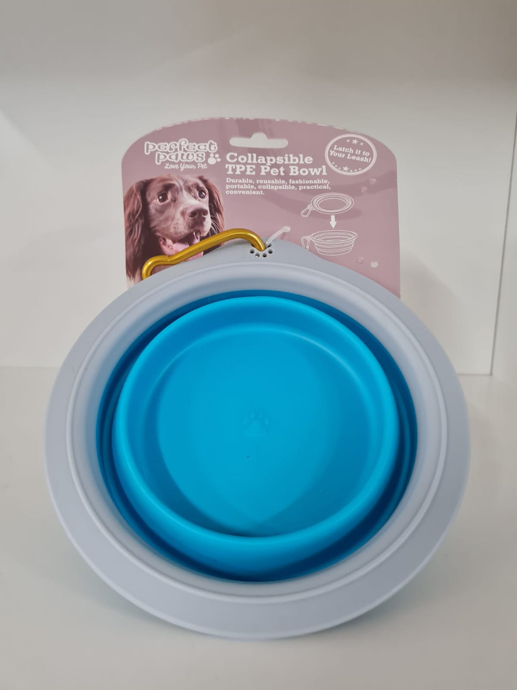 Collapsible Pet Bowl - Medium (Blue & Grey)